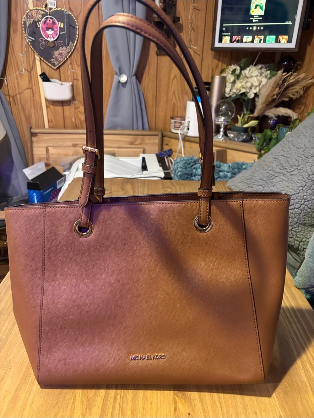 Michael Kors Cognac Leather Tote with Dual Straps